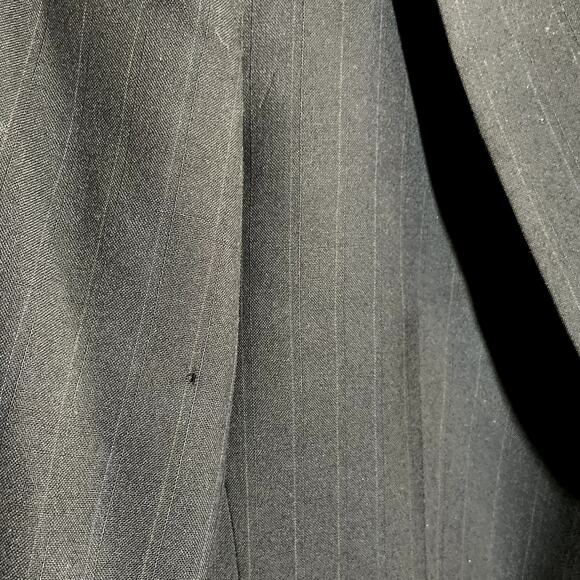 Vintage Hart Schaffner Marx Pinstripe Suit Wool Jacket Pant Pleated Navy 41R - Picture 8 of 9